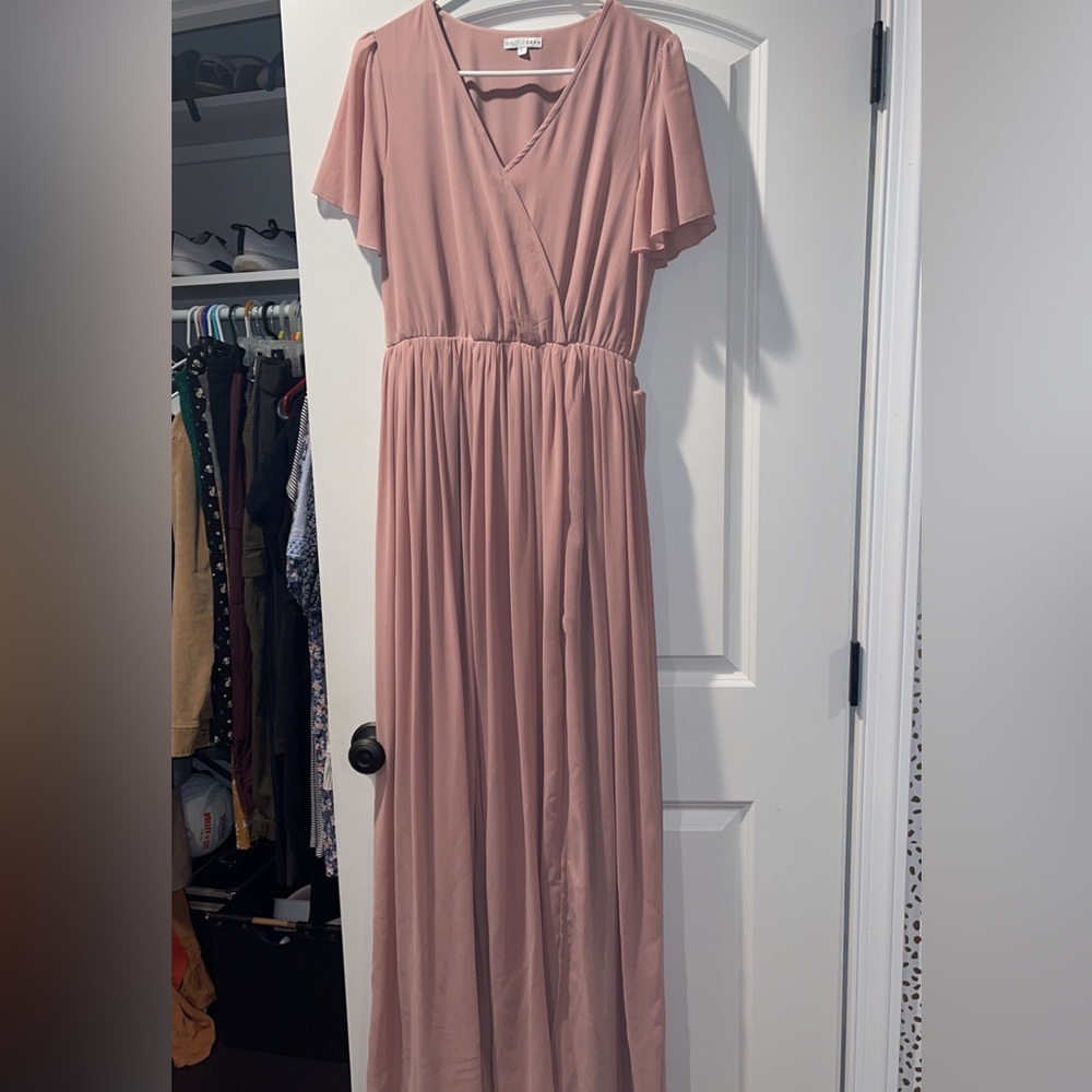 Size large light pink chiffon evening dress